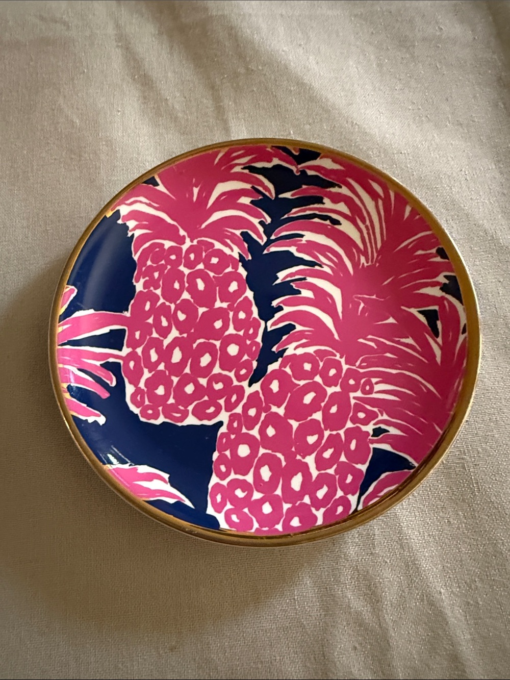 Lilly Pulitzer Trinket Dish with Gold Rim